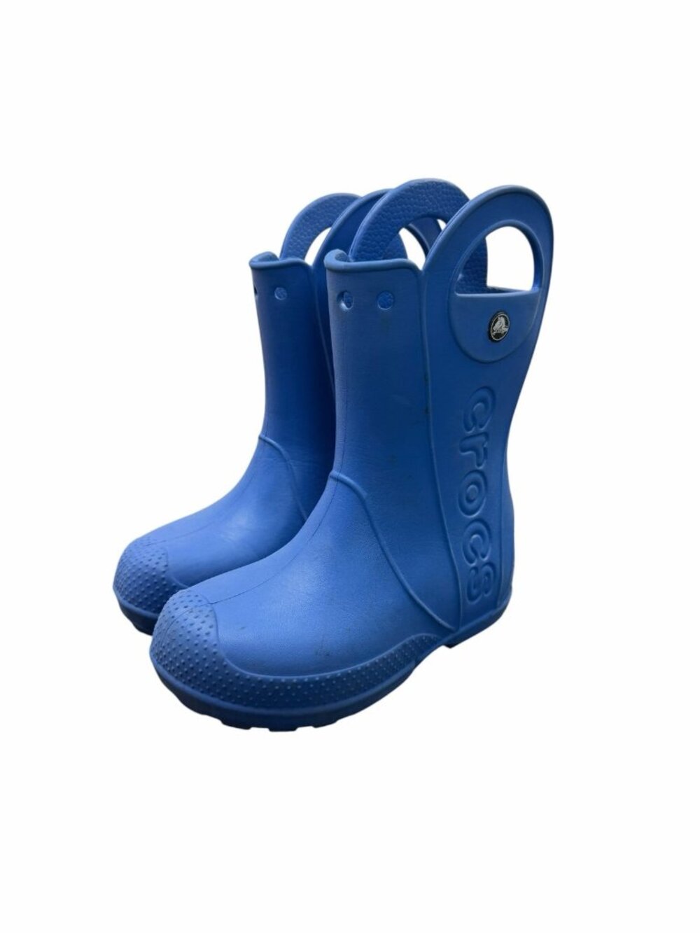 Crocs Handle It Rain Boots Blue Kids Size J1 Waterproof Pull-On Boots